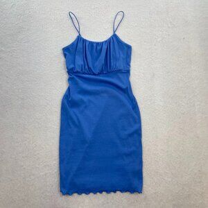NWT Wild Fable Women’s Blue Sleeveless Ruffle Hem Bodycon Mini Dress Size S